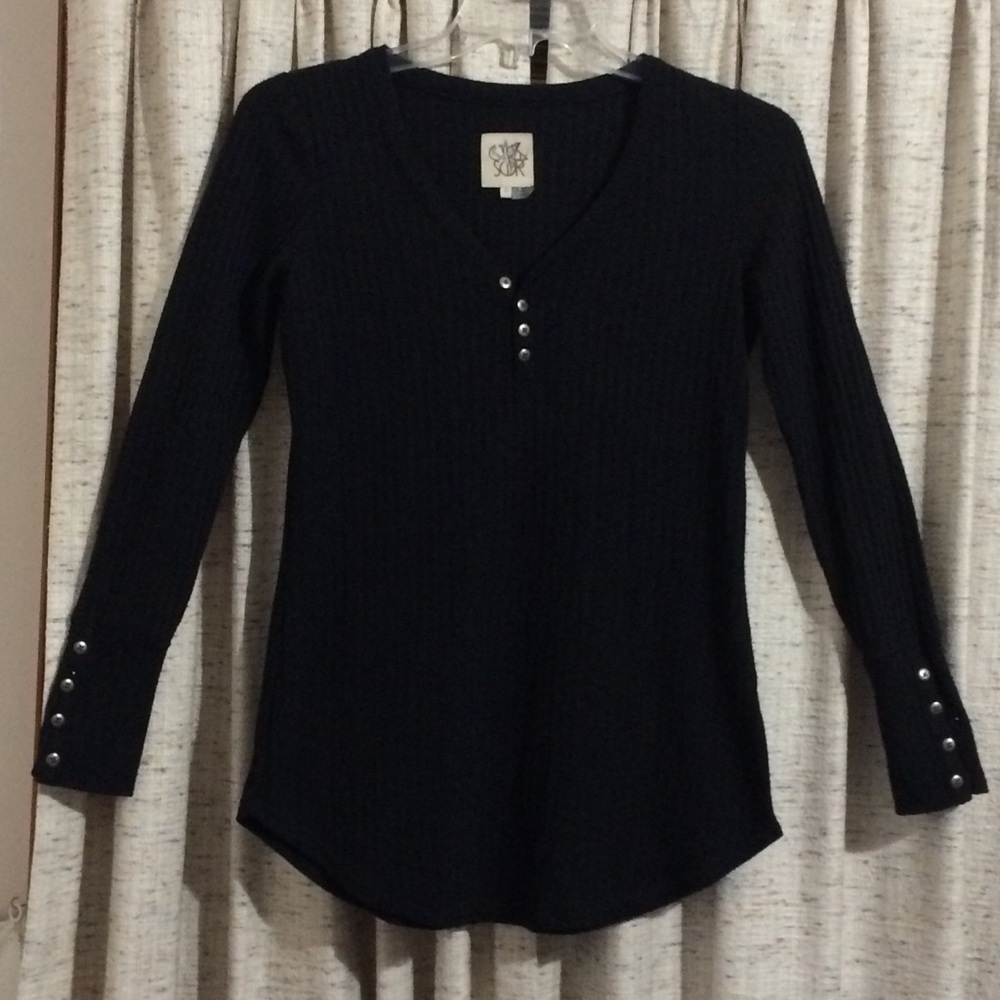 Chaser Long Sleeve Waffle Knit Henley Thermal Top